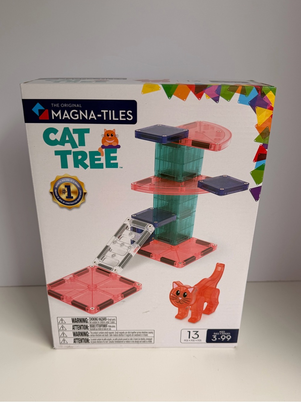 Magna-Tiles Cat Tree Magnetic Tile Playset - Pink & Teal